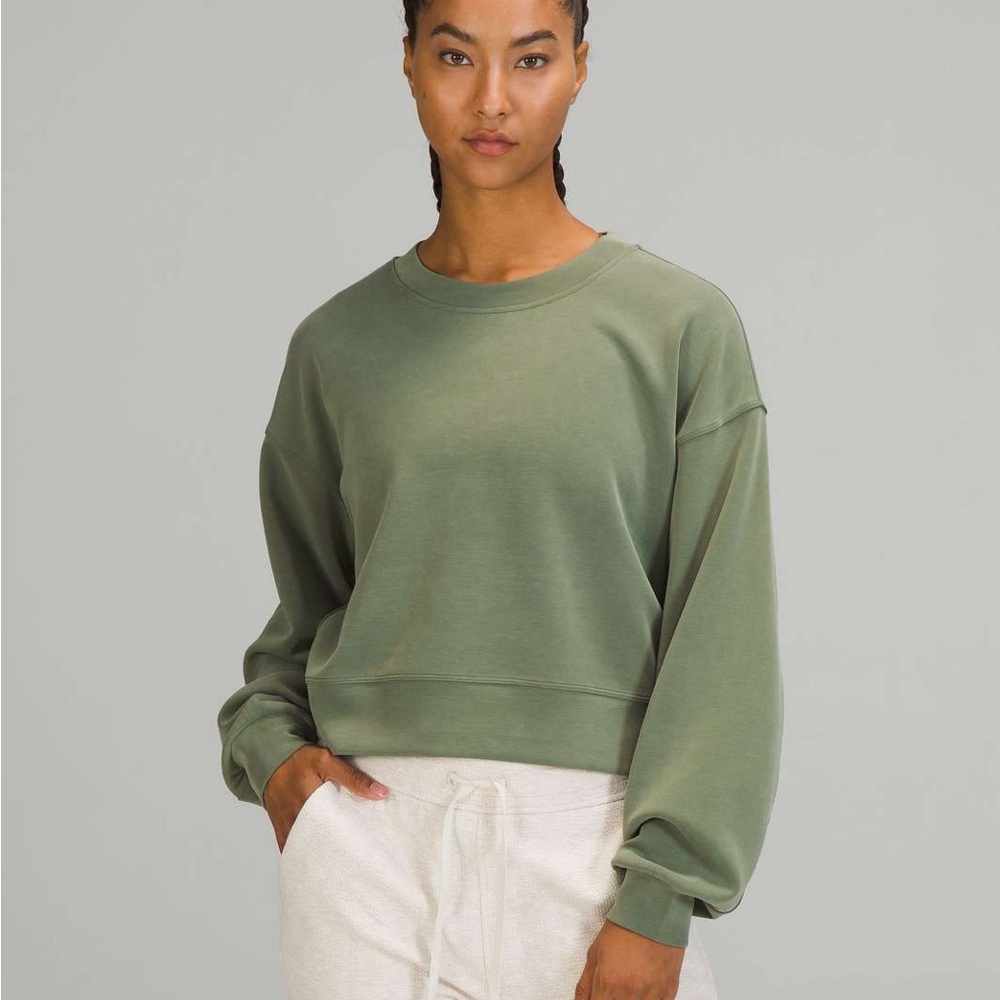 Lululemon Softstreme Cropped Sweatshirt - Olive